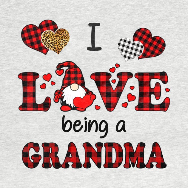 I Love Being A Grandma Gnomes Red Plaid Heart Valentine's Day Shirt by Kelley Clothing